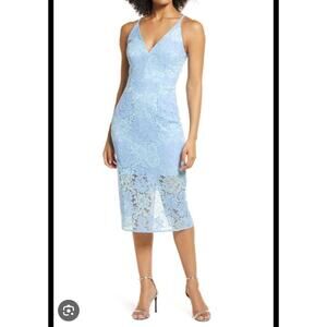 Dress the Population Light Blue Lace Midi Dress